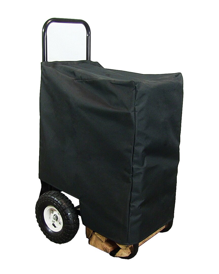 Sunnydaze Firewood Log Cart Carrier Rack Holder With Heavy-duty Waterproof Cover In Black