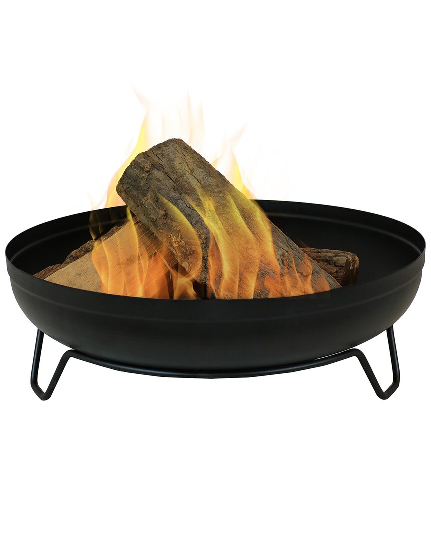 Sunnydaze 23in Fire Pit Steel With Black Finish Wood-burning Fire Bowl With Stand