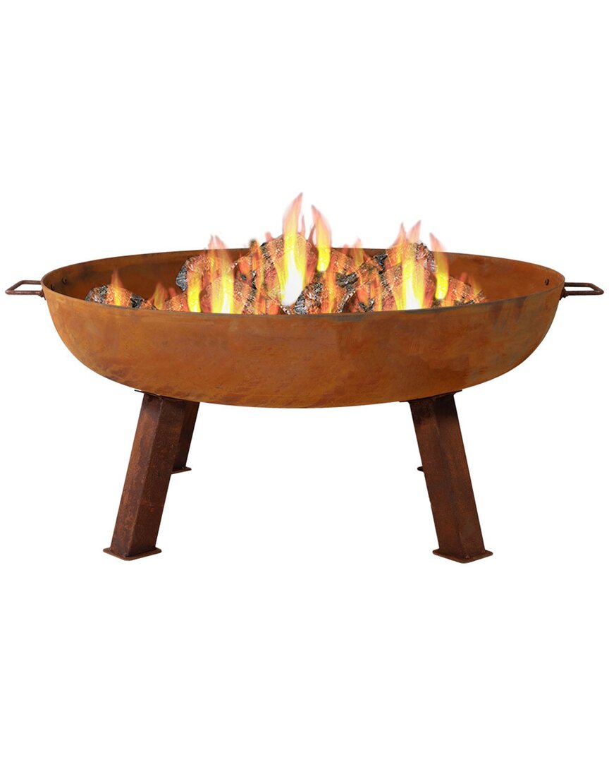 Sunnydaze 34in Fire Pit Cast Iron With Rustic Finish Wood-burning Fire Bowl In Orange