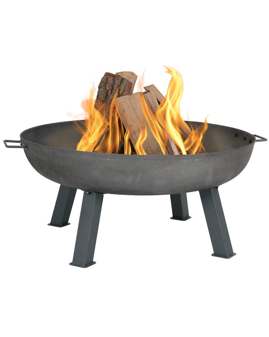 Sunnydaze 34in Fire Pit Cast Iron With Steel Finish Wood-burning Fire Bowl In Grey