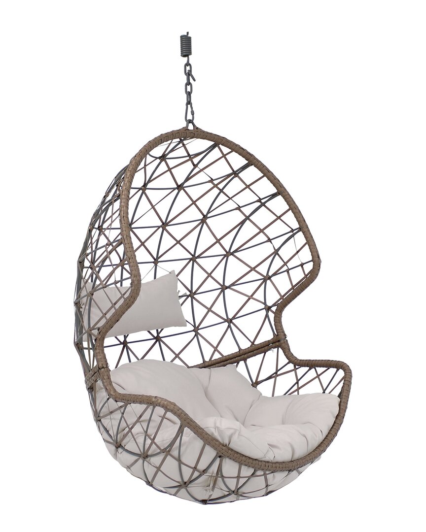 Sunnydaze Danielle Hanging Basket Egg Chair Swing In Grey