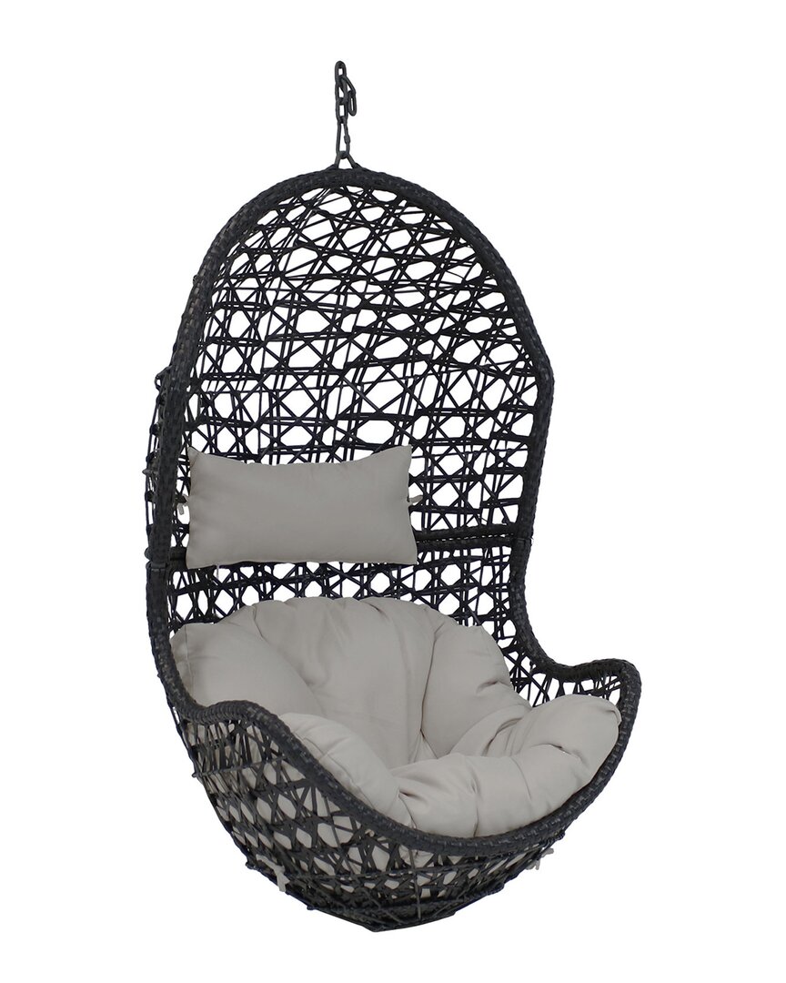 Sunnydaze Cordelia Hanging Basket Egg Chair Swing In Grey