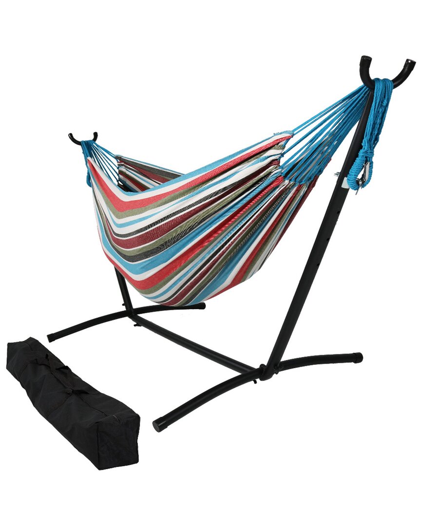 Sunnydaze Brazilian 2-person Hammock With Portable Stand & Case In Blue