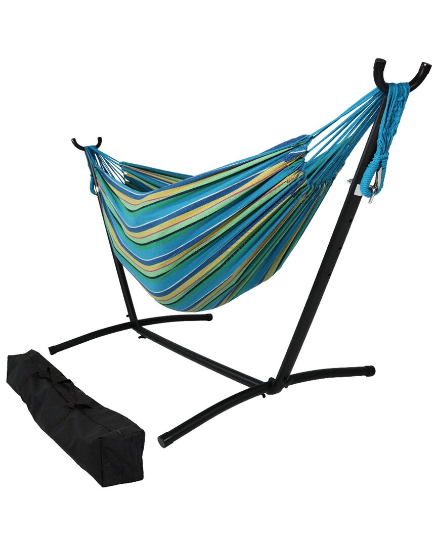 Sunnydaze Brazilian Double 2-person Hammock With Portable Stand & Case In Green
