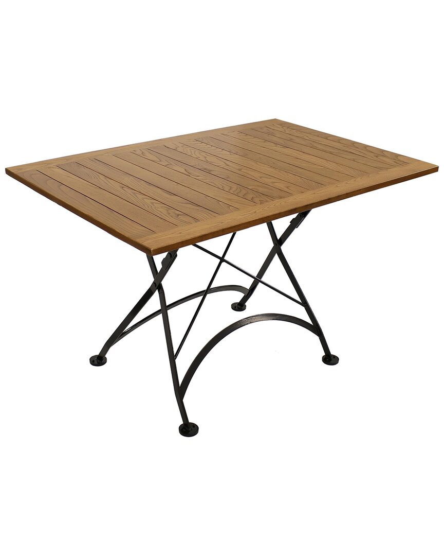 Sunnydaze European Chestnut Wood Folding Square Bistro Table In Brown