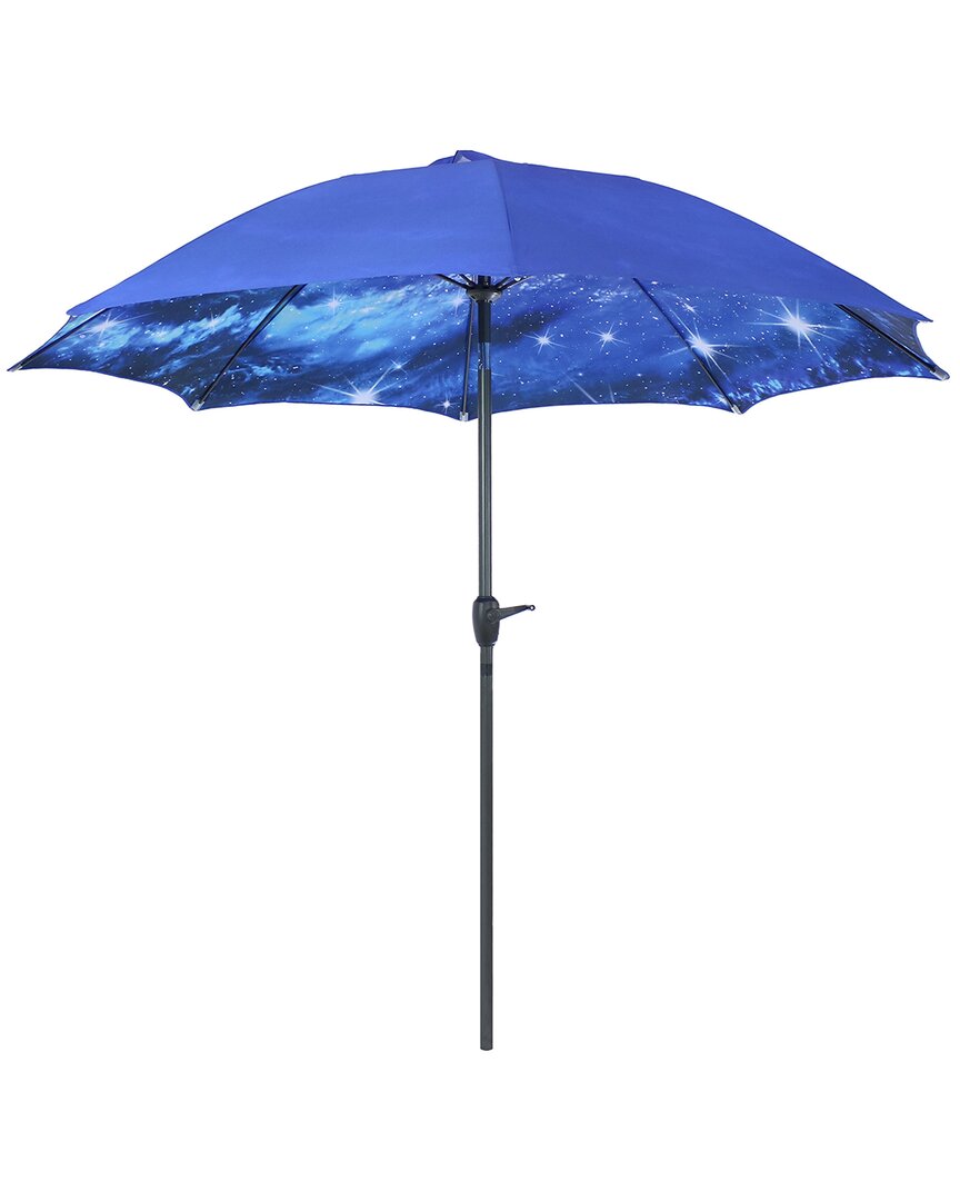 Sunnydaze Patio Market Umbrella Blue Starry Galaxy Design