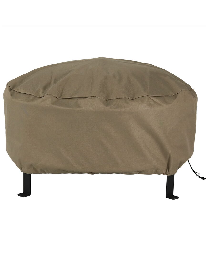 Sunnydaze Fire Pit Cover Heavy-duty Round Khaki Waterproof 300d Polyester In Brown
