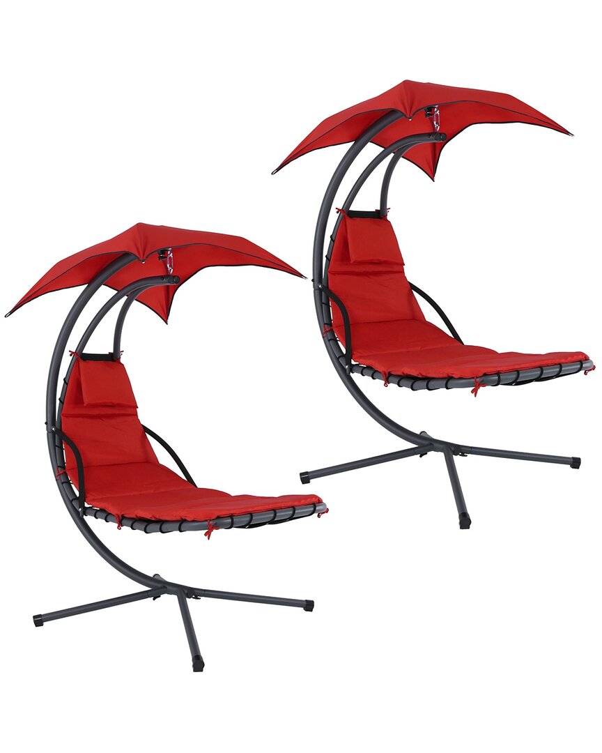 SUNNYDAZE SUNNYDAZE FLOATING CHAISE LOUNGER SWING CHAIR WITH CANOPY UMBRELLA 