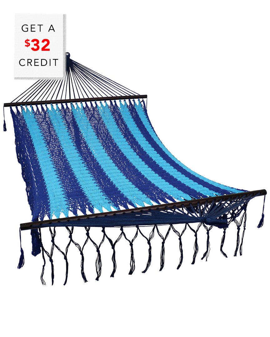 SUNNYDAZE SUNNYDAZE HAMMOCK W/ 15' STAND AMERICAN DELUXE STYLE MAYAN BLUE-400-LB. CAPACITY WITH $32 CREDIT 