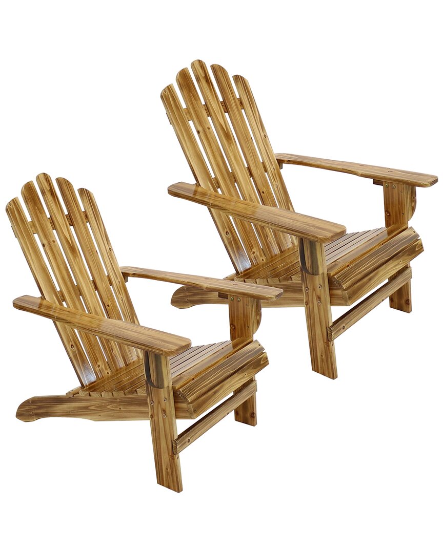 SUNNYDAZE SUNNYDAZE RUSTIC WOODEN ADIRONDACK CHAIR WITH LIGHT CHARRED FINISH