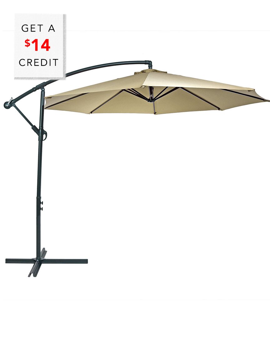 SUNNYDAZE SUNNYDAZE 10' STEEL OUTDOOR OFFSET PATIO UMBRELLA WITH CANTILEVER AND CRANK WITH $14 CREDIT 