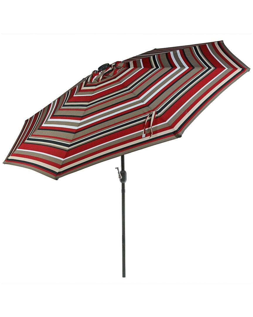 Sunnydaze 9ft Outdoor Aluminum Solar Led Lighted Umbrella Withtilt In Red