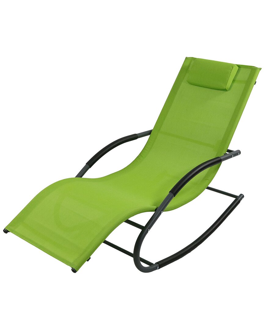 Sunnydaze Outdoor Roc Wave Lounger With Pillow In Green