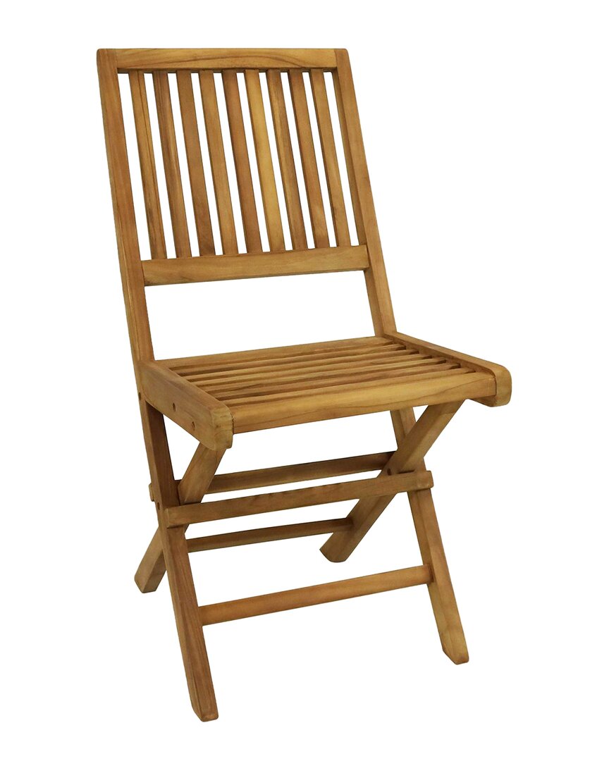 Sunnydaze Hyannis Teak Outdoor Folding Patio Chair With Slat Back In Brown