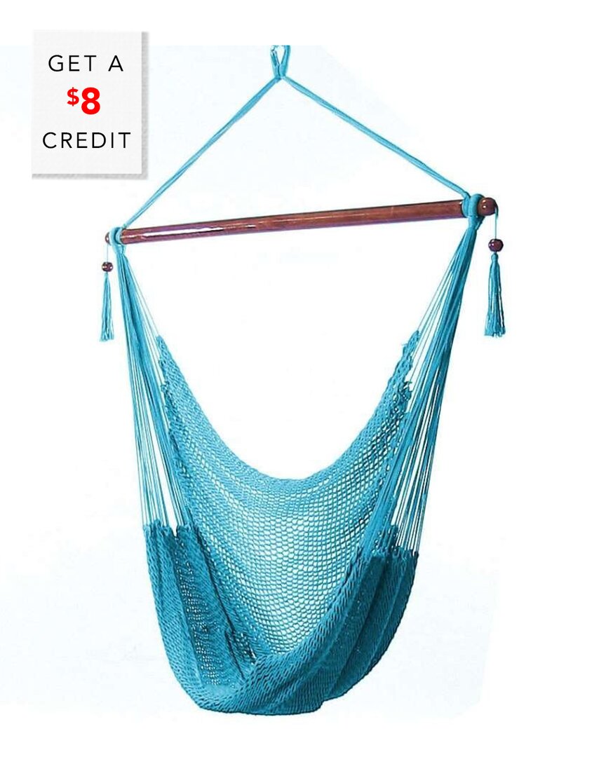 SUNNYDAZE SUNNYDAZE POLYESTER EXTRA-LARGE HANGING ROPE CARIBBEAN HAMMOCK CHAIR WITH $8 CREDIT