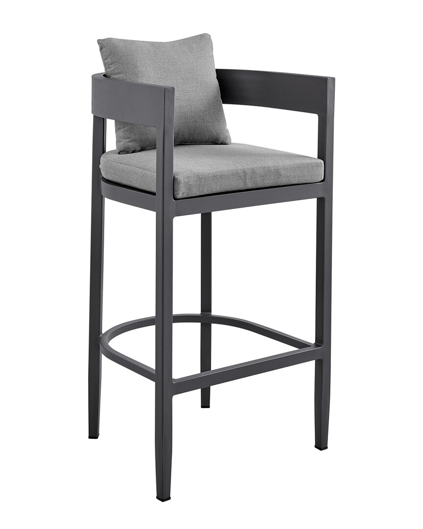 Armen Living Argiope Outdoor Patio Counter Height Bar Stool In Grey