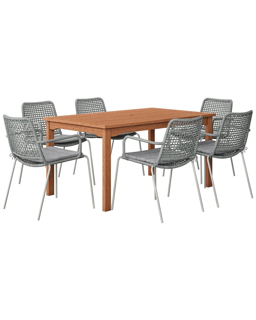 Amazonia 7pc Rectangular Patio Dining Set In Gray