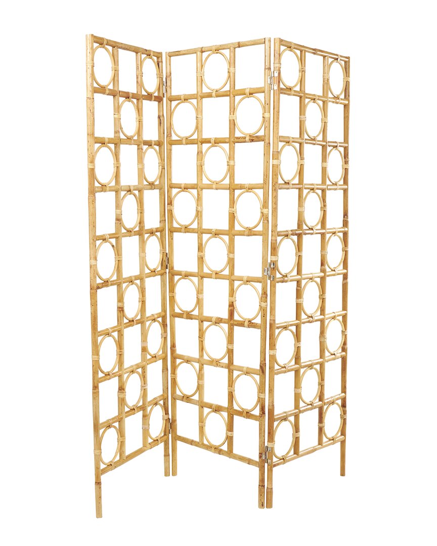 Peyton Lane Handmade Woven Rattan Geometric 3-panel Room Divider Screen