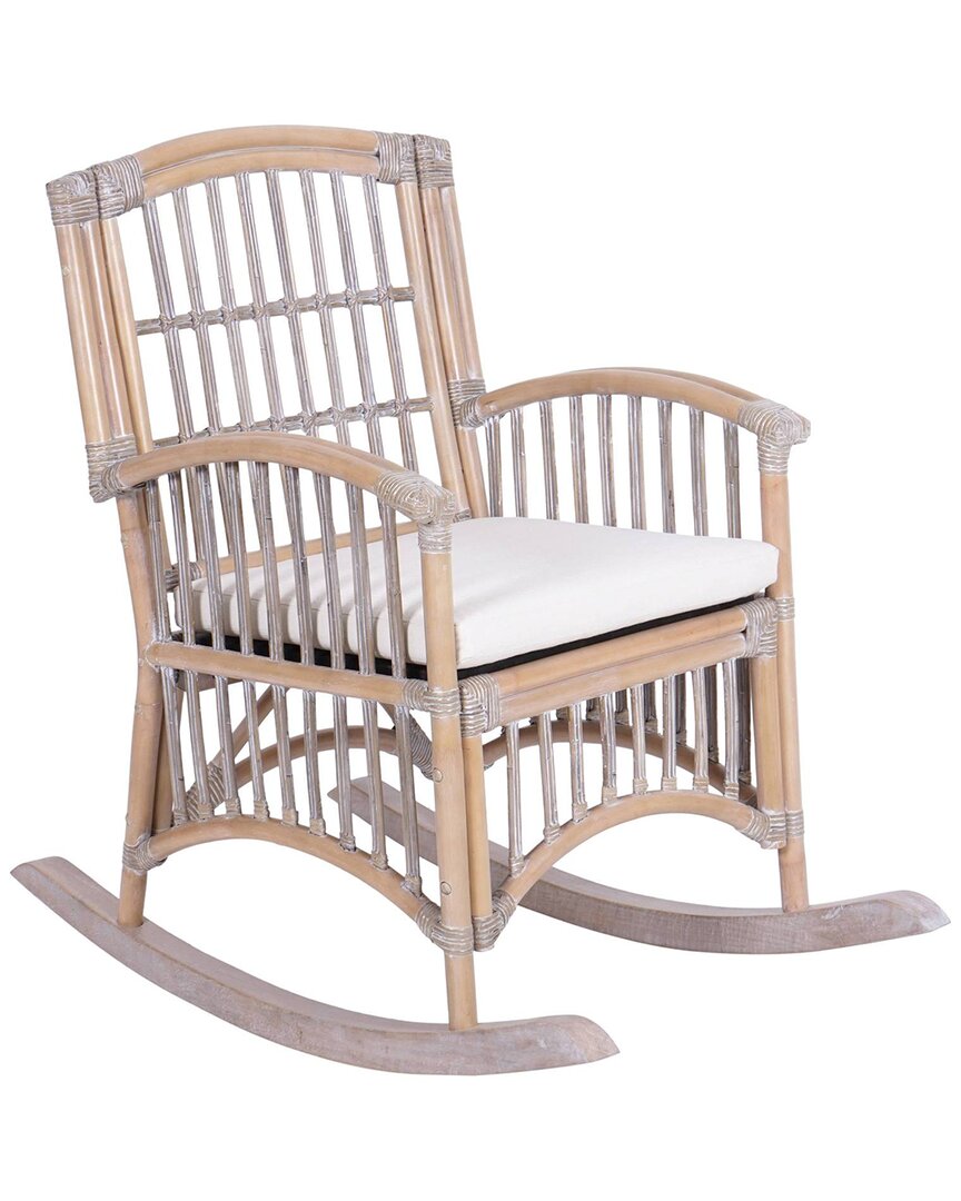 JONATHAN Y JONATHAN Y SWAYZE BOHEMIAN FARMHOUSE WOVEN RATTAN & WOOD ROCKING CHAIR