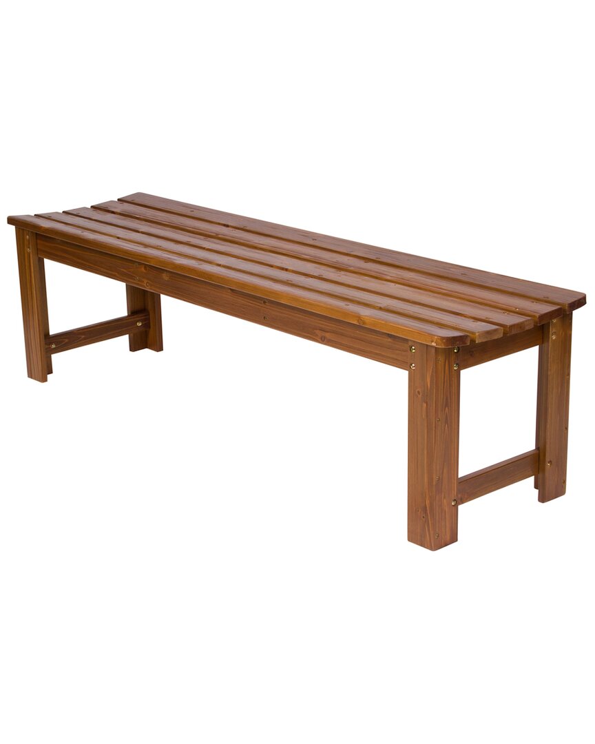 Shine Co. 5ft Backless Garden Bench With Hydro-tex Finish In Brown
