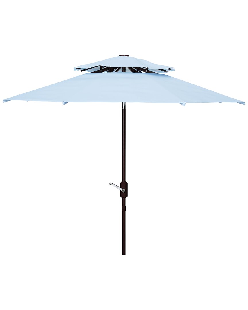Shop Safavieh Indoor/outdoor Athens 9ft Double-top Umbrella In Blue