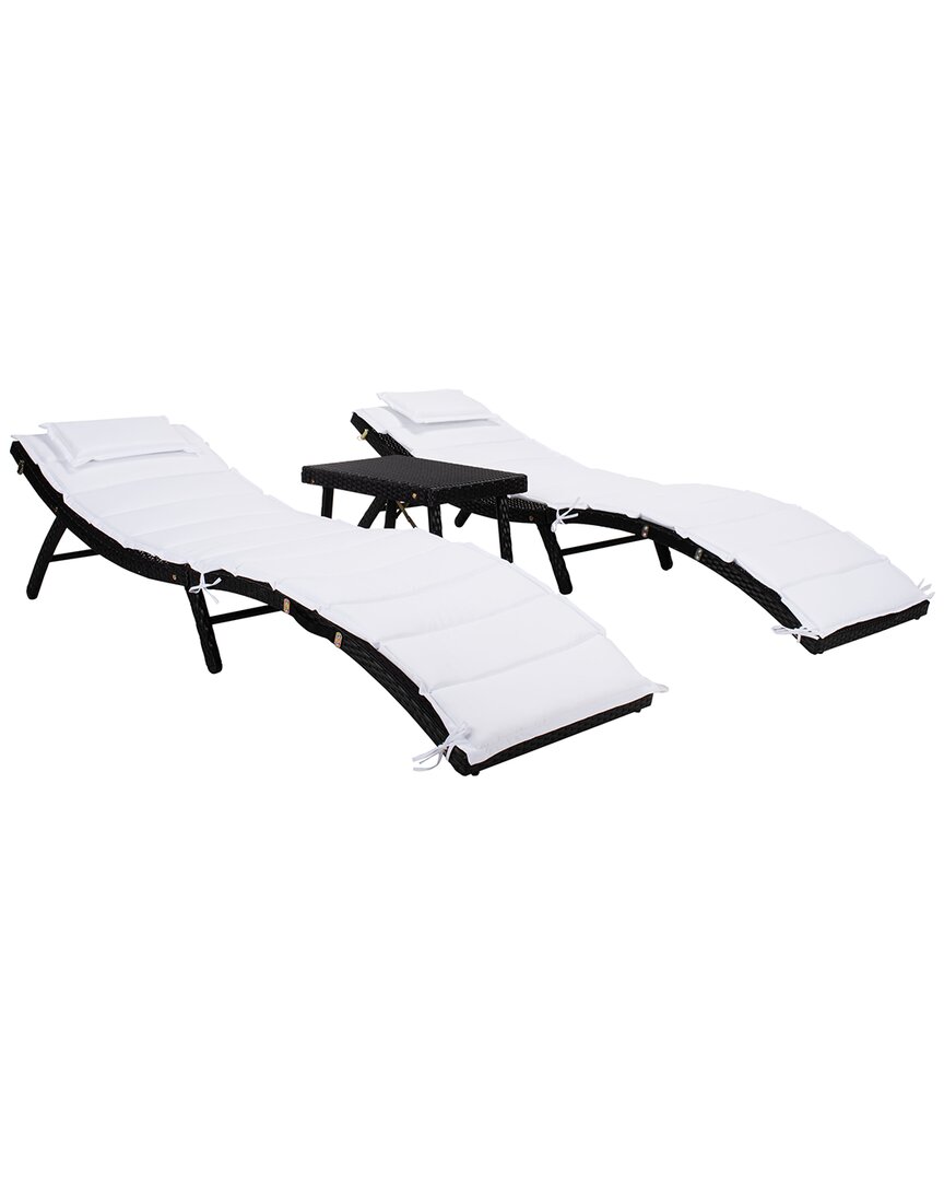 Safavieh Indoor/outdoor Carew 3pc Sun Lounger Set In Black