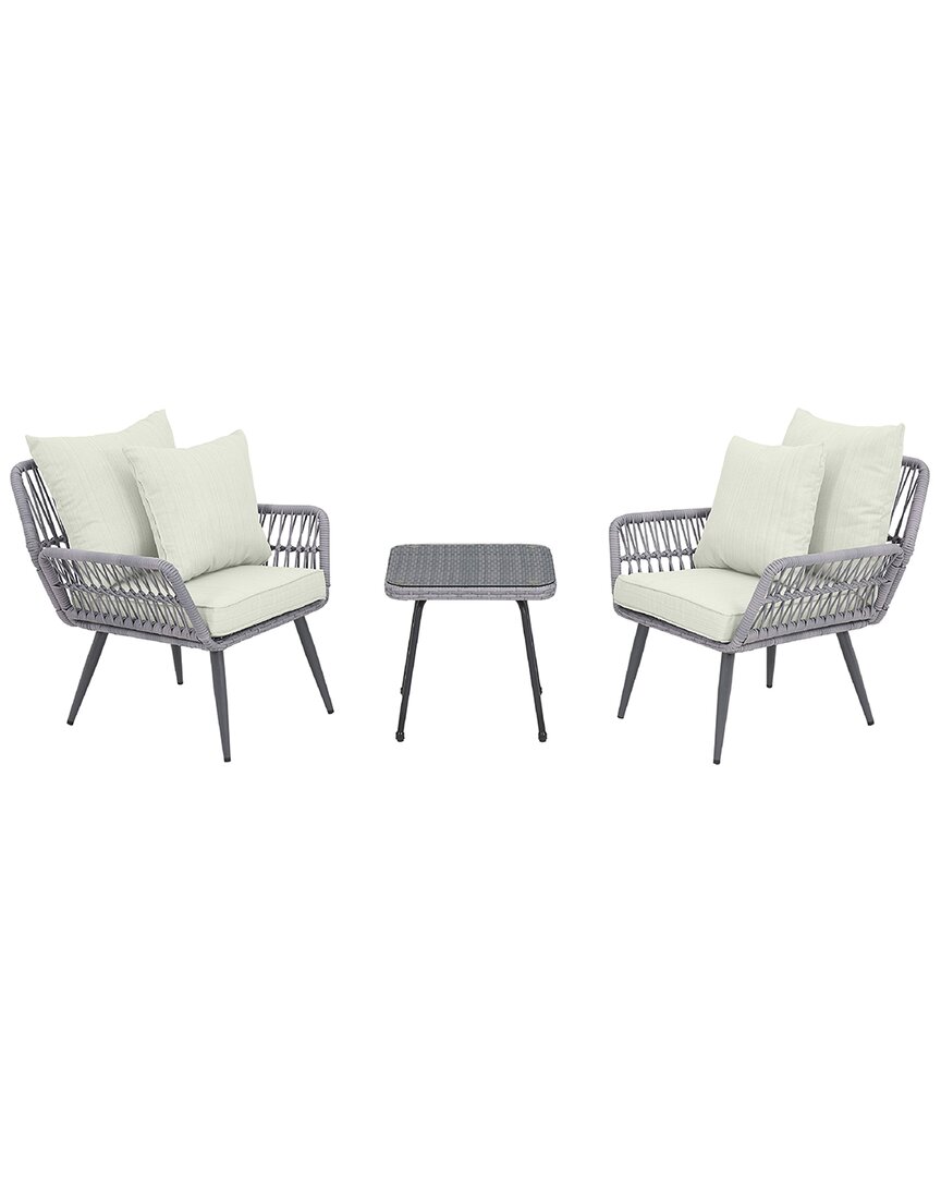 Manhattan Comfort Cannes Patio 2-person Seating Group With End Table In Grey