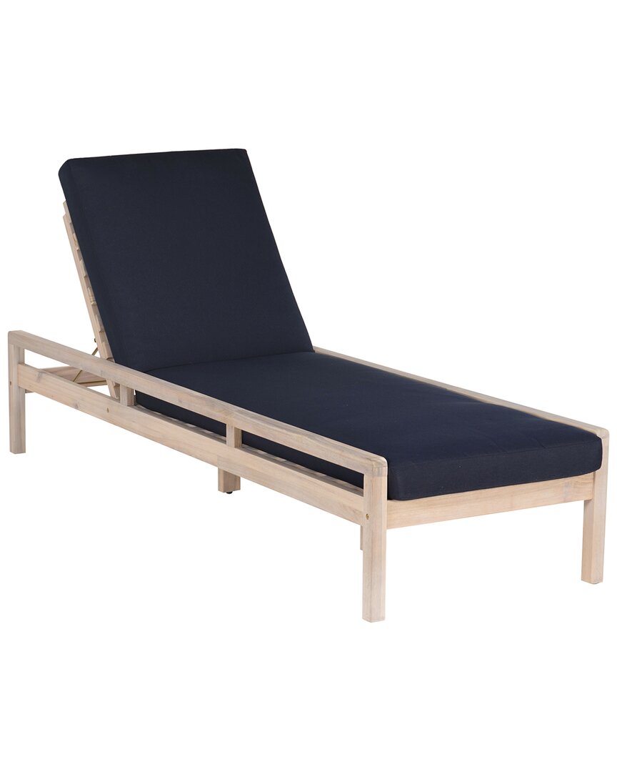 Linon Svana Single Outdoor Chaise Lounger In Black