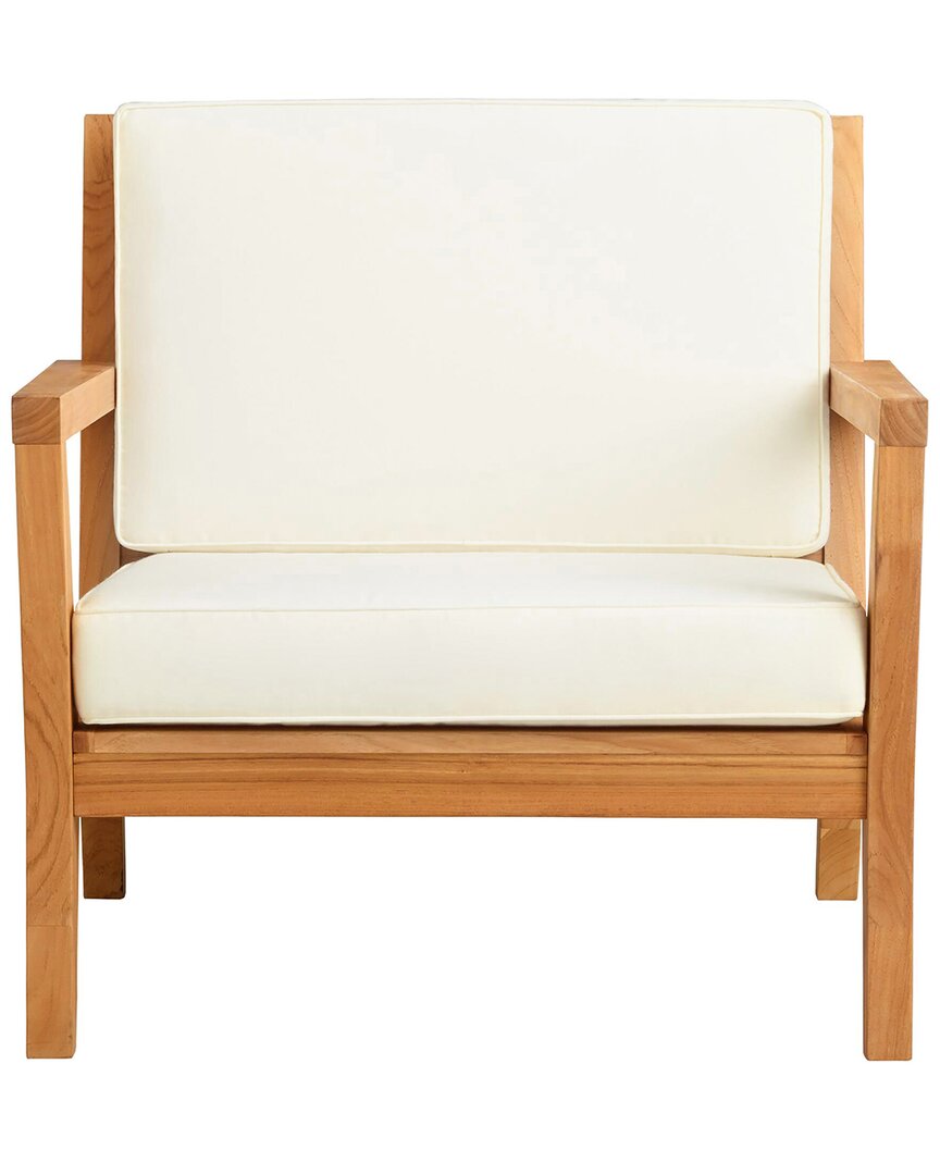 Shop Linon Cannon Teak Outdoor Arm Chair With Cushions