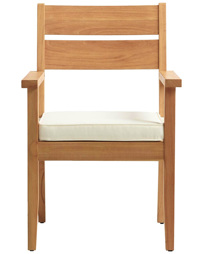 Linon Cannon Teak Outdoor Dining Armchair With Seat Cushion