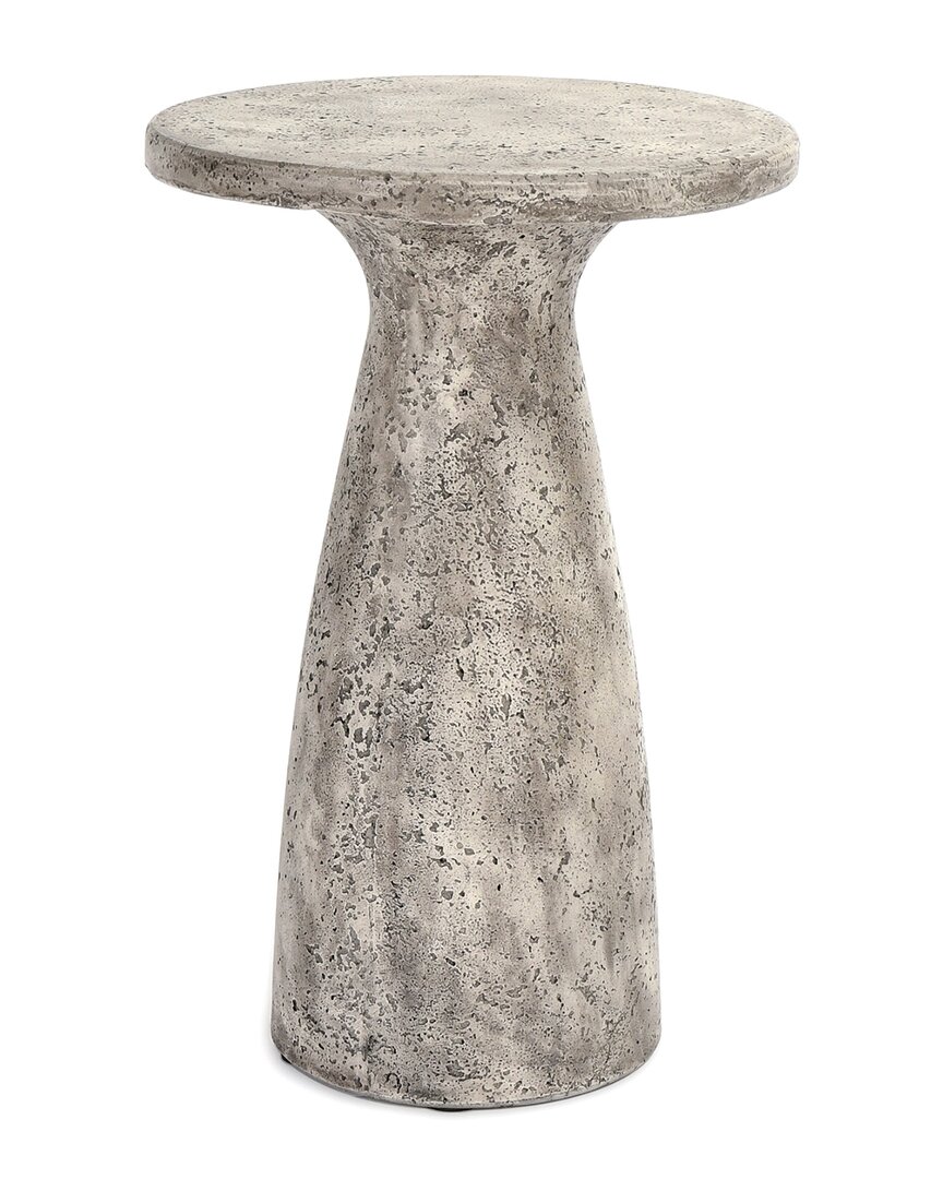 Classic Home Collins 19in Concrete Stone Outdoor Accent Table In Grey