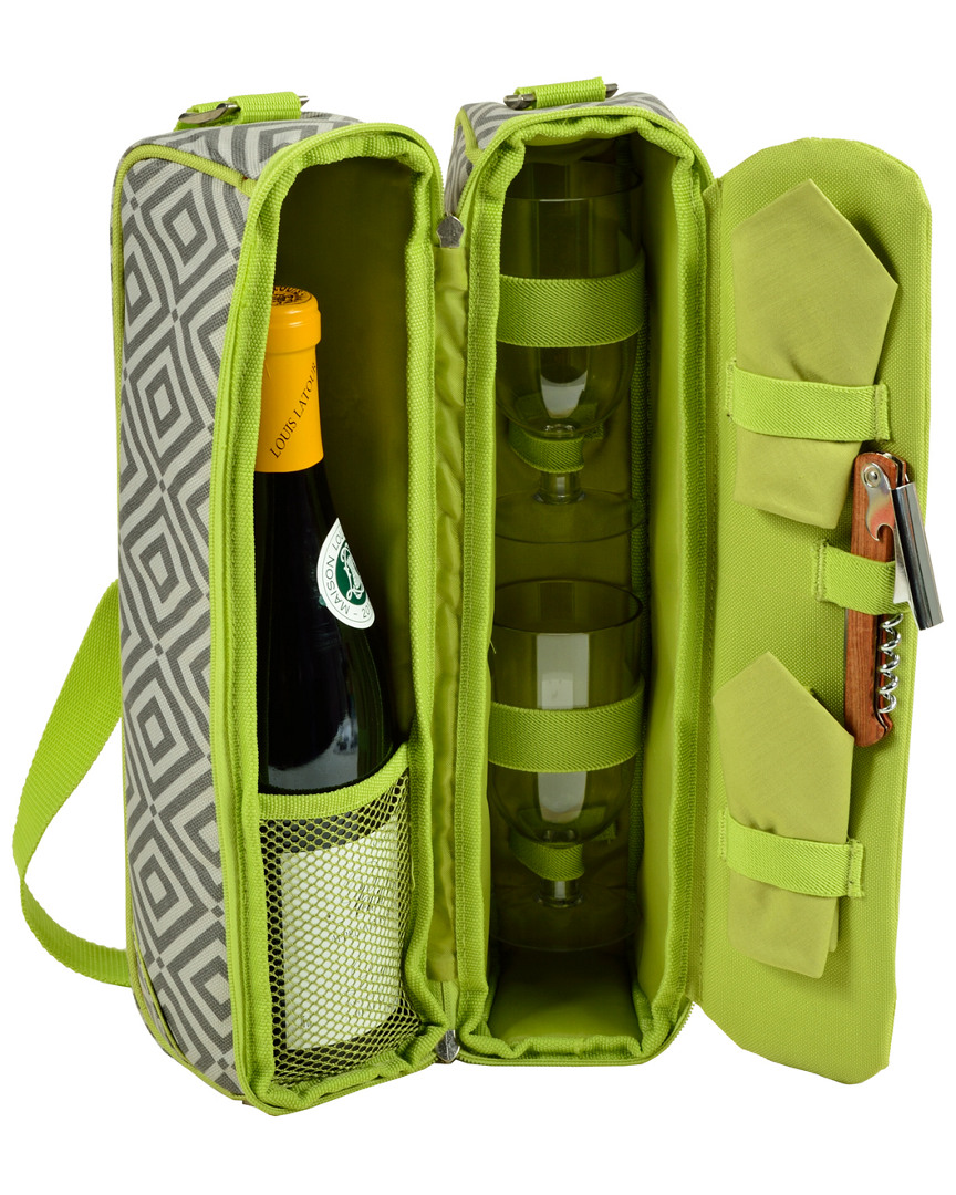 Picnic At Ascot Diamond Granite Collection, Sunset Wine Carrier For Two