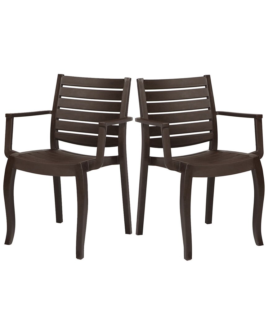 Panama Jack Zeus Set Of 2 Stackable Armchairs In Brown