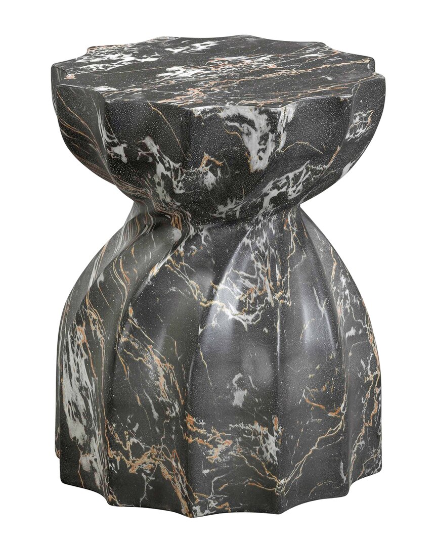 Tov Furniture Turin Faux Marble Indoor/outdoor Concrete Stool In Black