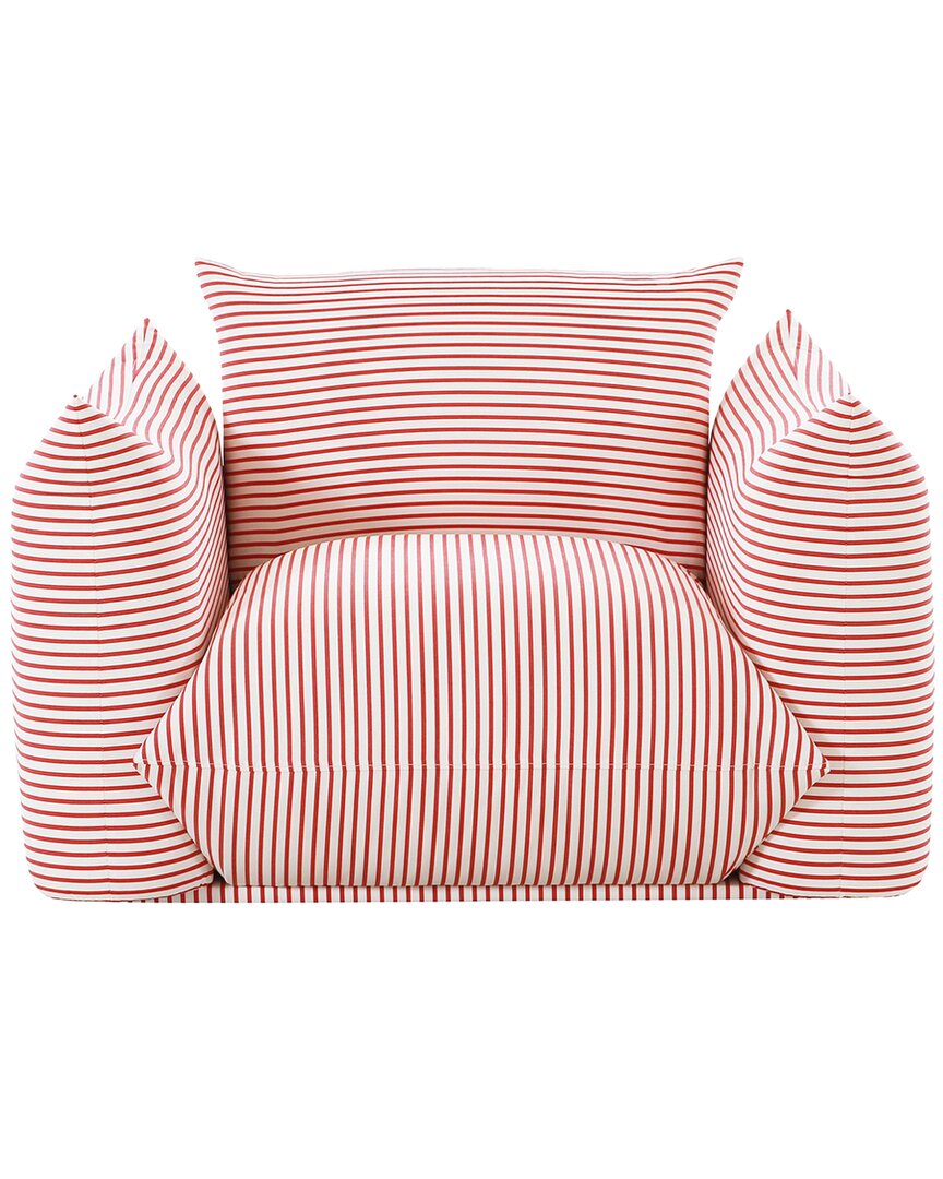 Shop Tov Furniture Saint Tropez Pearl Striped Stuffed Outdoor Armchair In Red