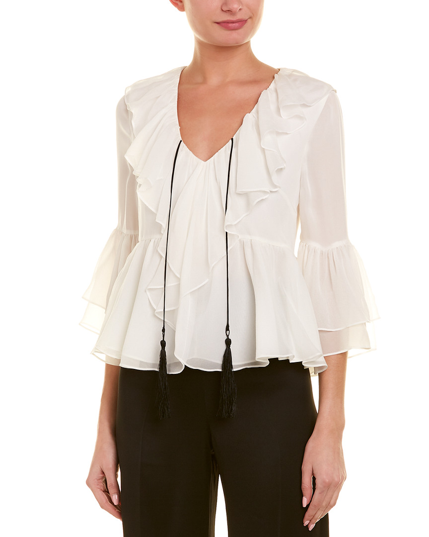 Image of Cinq a Sept Bell-Sleeve Silk Top