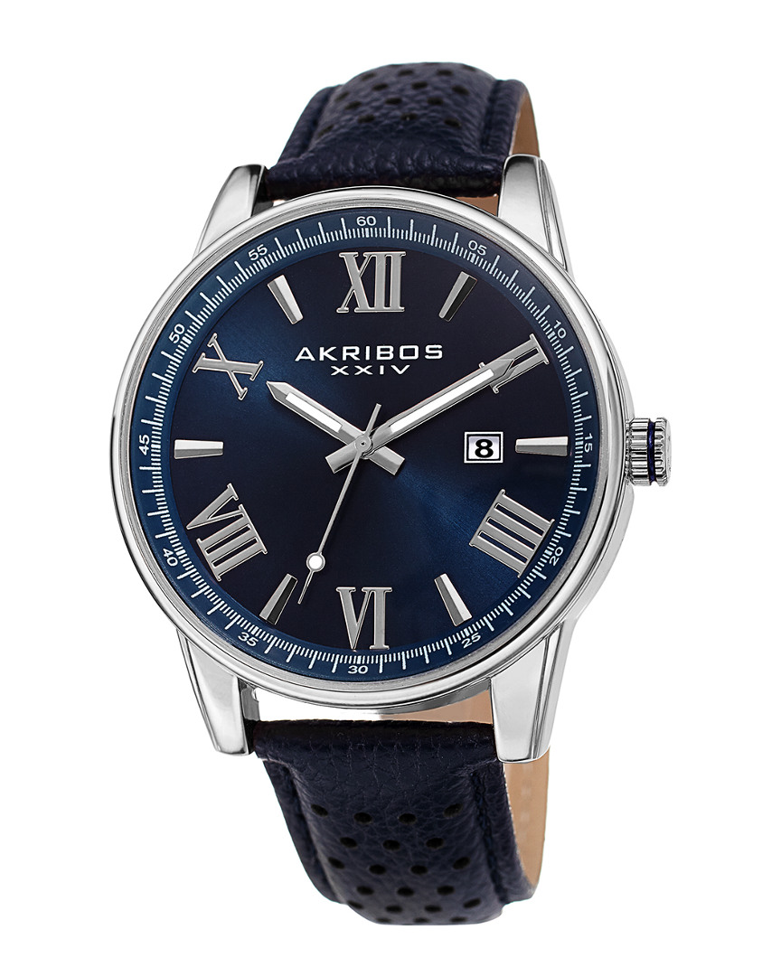 Akribos Xxiv Men's Patent Leather Watch