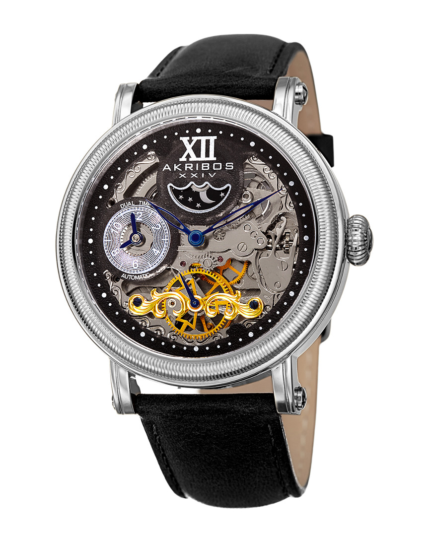 Akribos Xxiv Men's Leather Watch