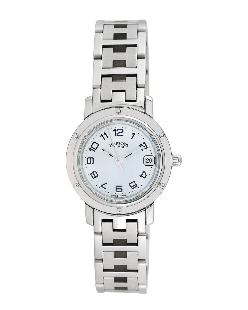 Pre-owned Hermes Hermès Women's Clipper Watch, Circa 1990s (authentic ) In Metallic