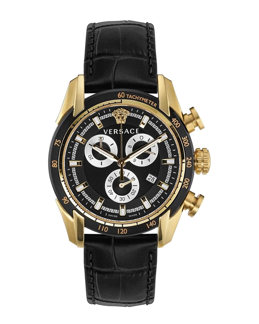 Versace Swiss Made Chronograph With Black Sunray Dial