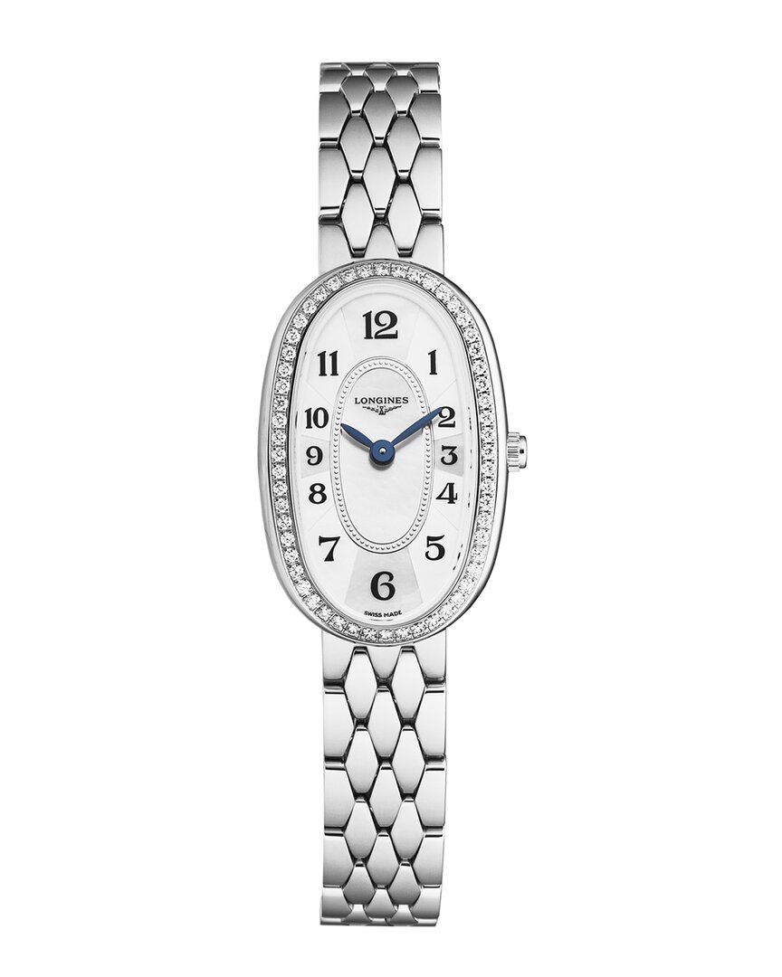 Longines Symphonette Diamond Mother Of Pearl Dial Ladies Watch L2.305.0.83.6 In Blue / Mother Of Pearl / White