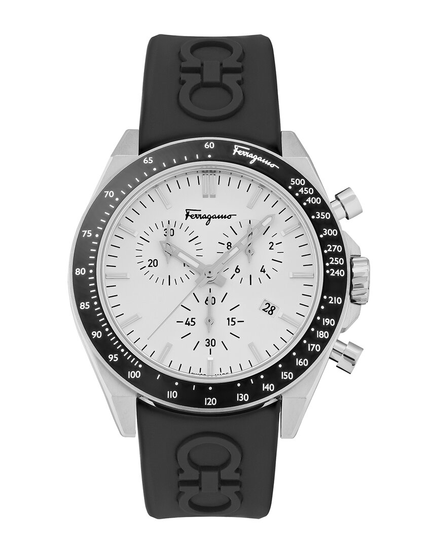Ferragamo Urban Chrono Silicone Watch In Black