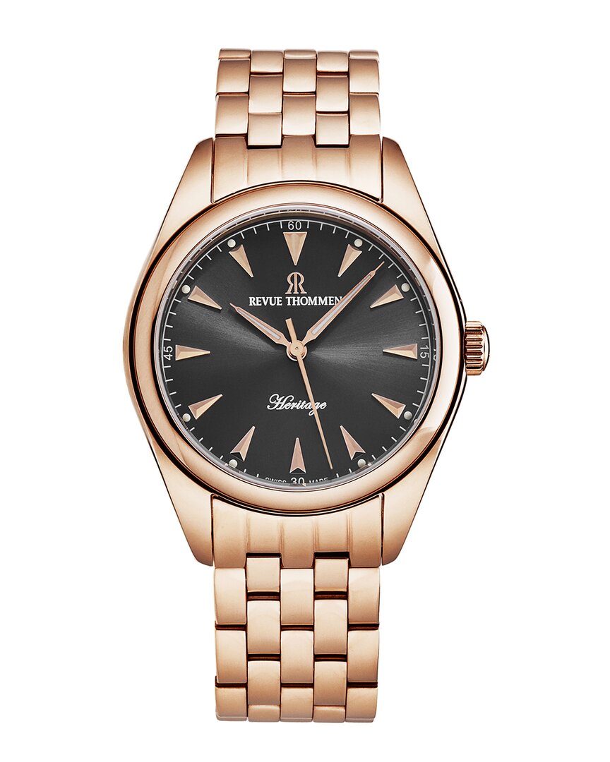 Revue Thommen Heritage Automatic Grey Dial Men's Watch 21010.2162 In Gold Tone / Grey / Rose / Rose Gold Tone