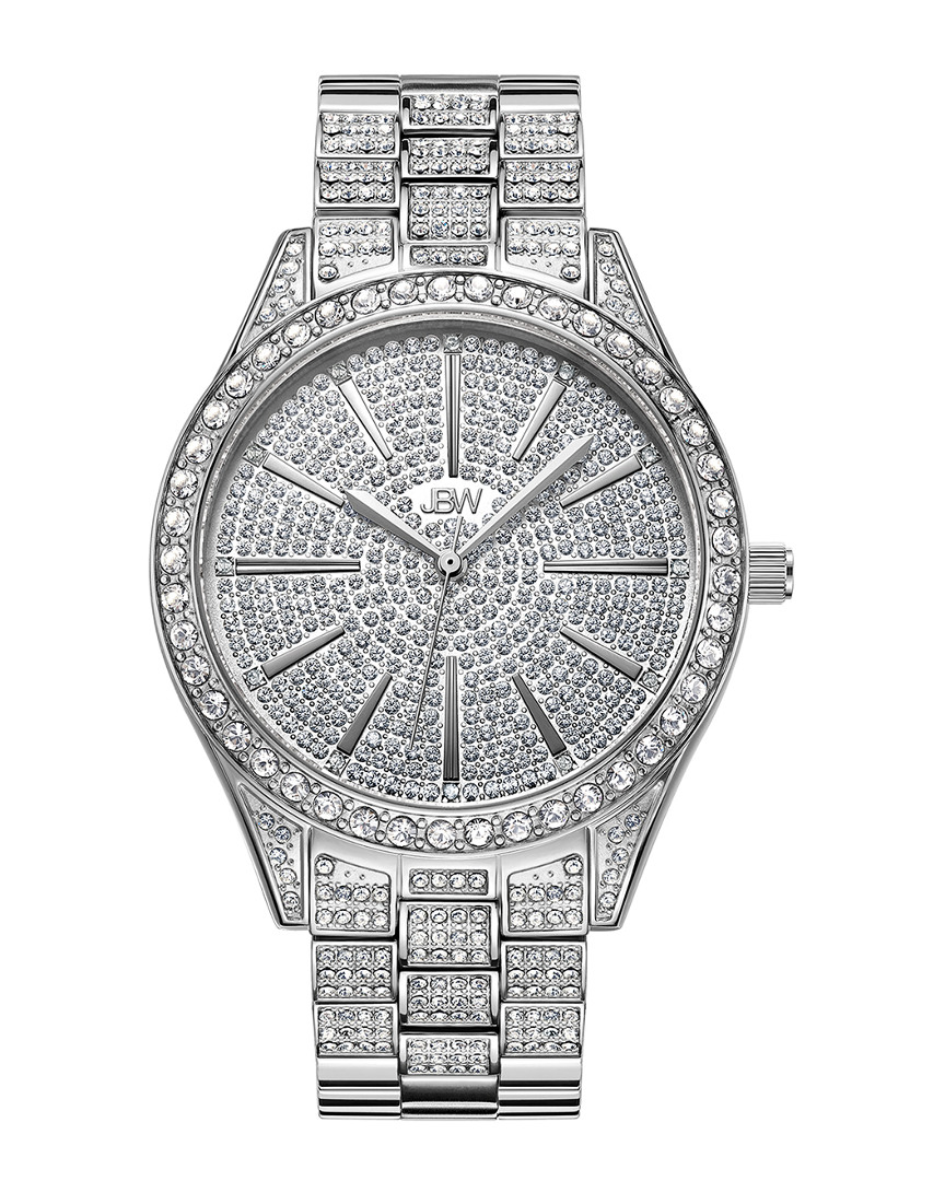 Jbw Cristal 0.12 Ctw Diamond Stainless Steel Ladies Watch J6346c In Silver