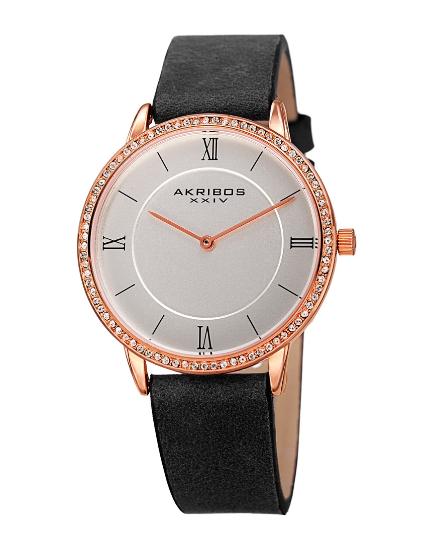 Akribos Xxiv Women's Swarovski Leather Watch