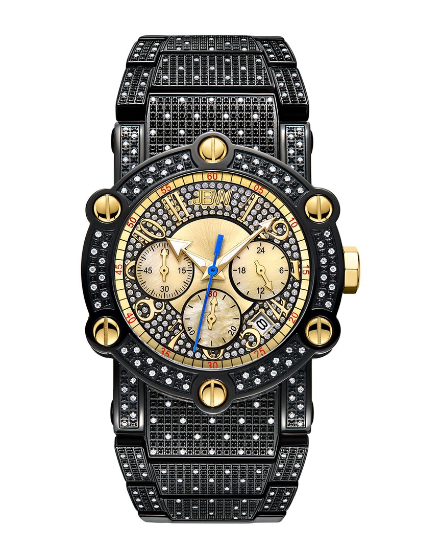 Jbw Men's Luxury Phantom Black Stainless Steel Bracelet Watch, 42mm In K Gold