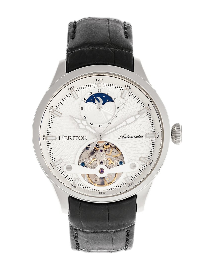 Heritor Automatic Gregory Semi-skeleton Leather-band Watch