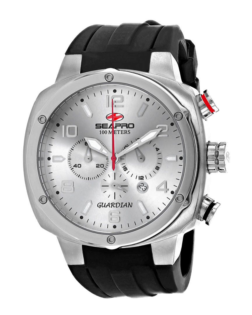 Seapro Guardian Chronograph Quartz Silver Dial Men's Watch Sp3340 In Black / Silver