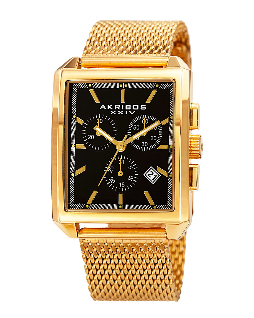 Akribos Xxiv Men's Stainless Steel Watch In Gold