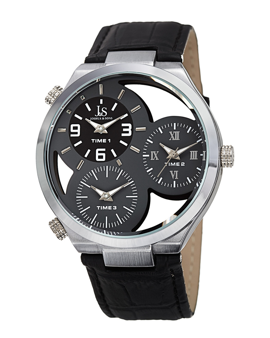 Joshua And Sons Joshua & Sons Men's Leather Watch In Black